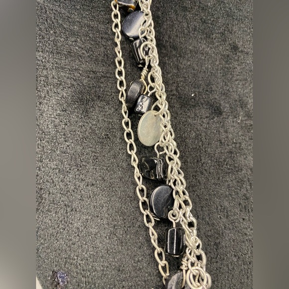 Layered Silver in Color and Beaded Necklace - Picture 4 of 5
